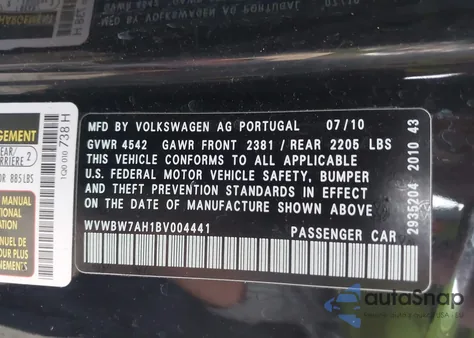 2011 Volkswagen Eos Komfort z USA, uszkodzony, nr VIN WVWBW7AH1BV004441